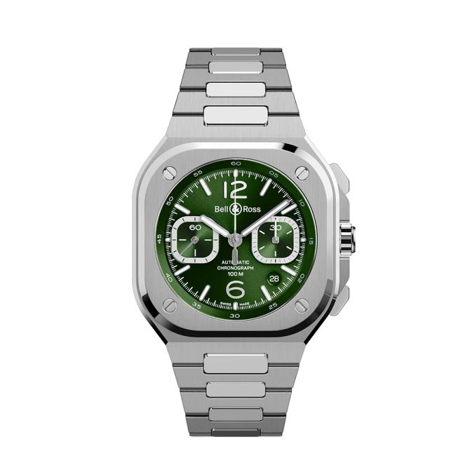 Bell & Ross BR-05 Chrono Steel Watch, Green Dial