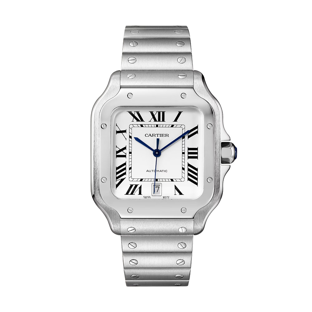 Cartier Santos de Cartier 39.8mm Large Watch, Silvered Opaline Dial