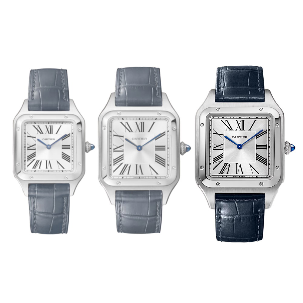 Cartier Santos-Dumont 47mm Extra Large Watch, Silver Satin Dial
