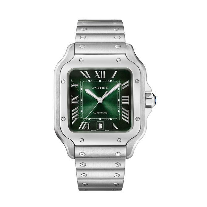 Santos de Cartier 39.8mm Men's Watch, Green Dial