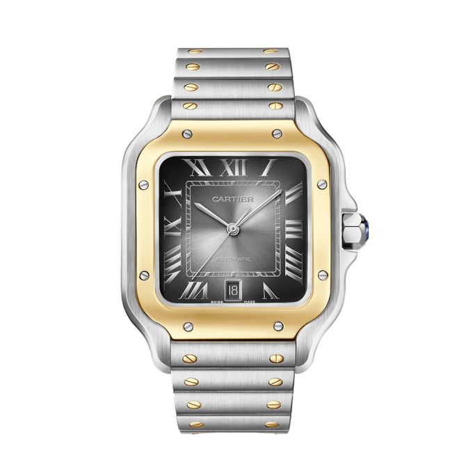 Cartier Santos 39.8mm Watch, Anthracite Grey Dial
