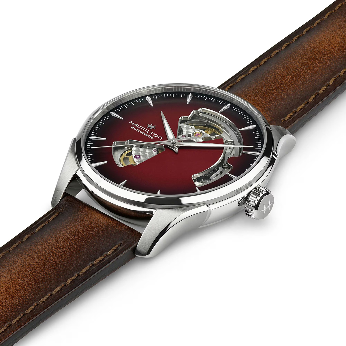 Hamilton Jazzmaster Open Heart Automatic 40mm Men's Watch, Burgundy Dial