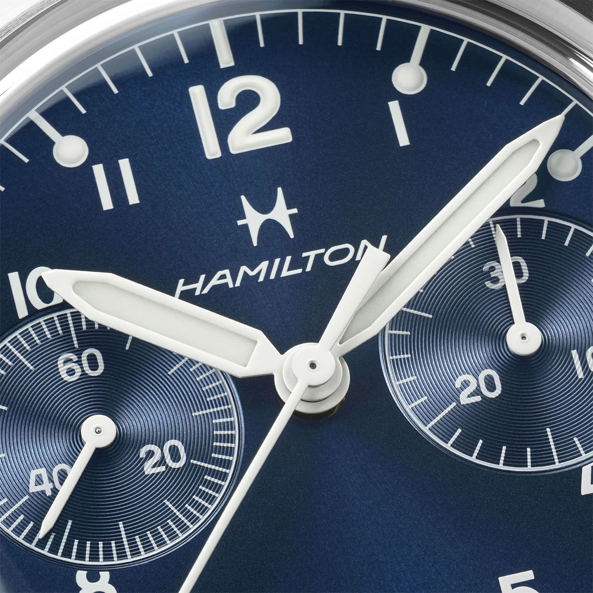 Hamilton Khaki Aviation Pilot Pioneer Mechanical Chronograph 40mm Men's Watch, Blue Dial