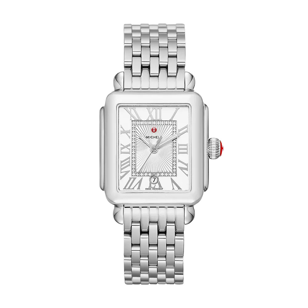 Michele Deco Madison 33mm Women's Watch, Silver and White Dial
