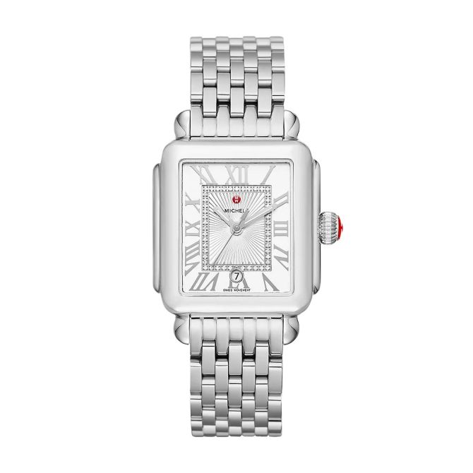 Michele Deco Madison 33mm Women's Watch, Silver and White Dial