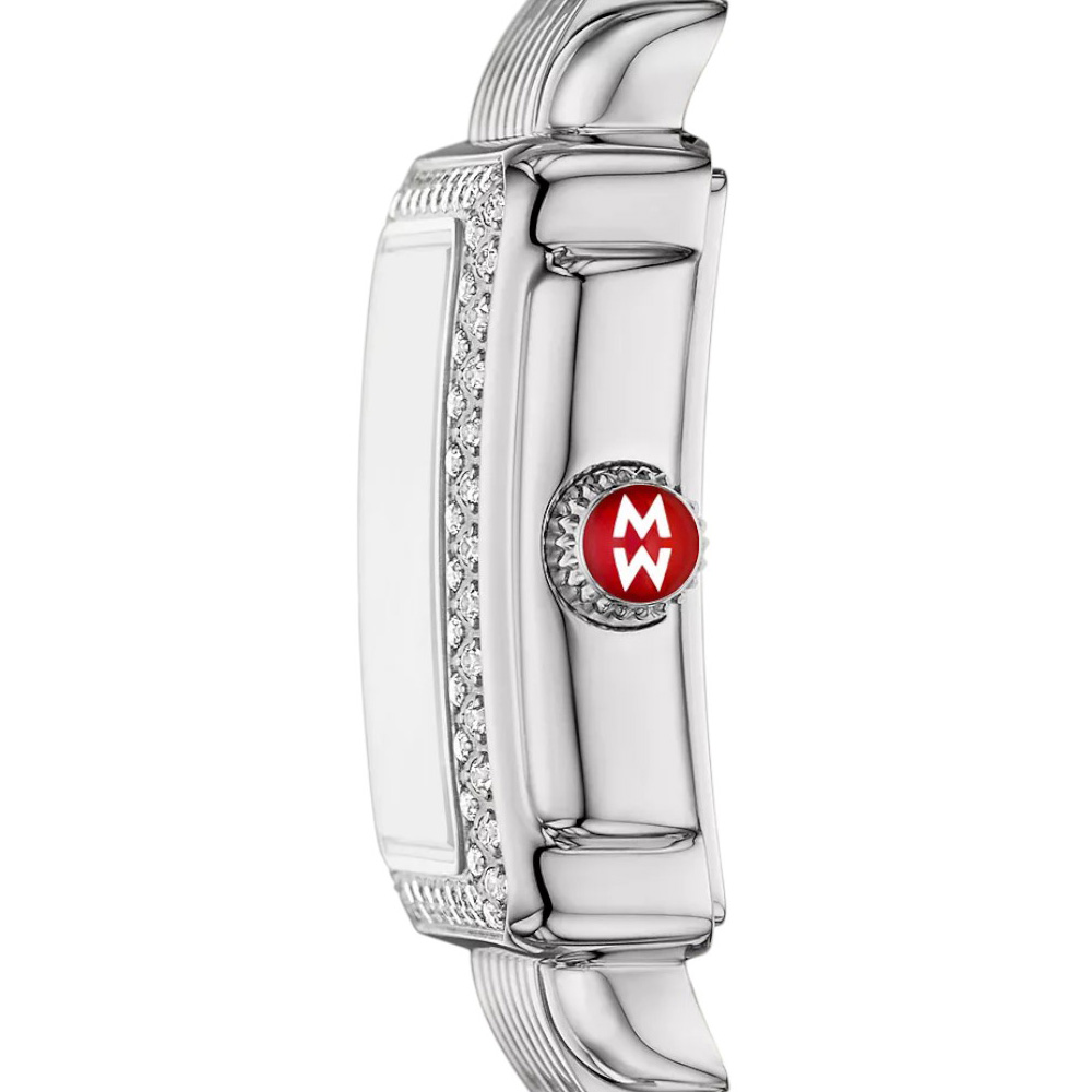 Michele Deco Madison Mini Diamond Stainless Steel 24mm Watch, White Mother of Pearl Dial