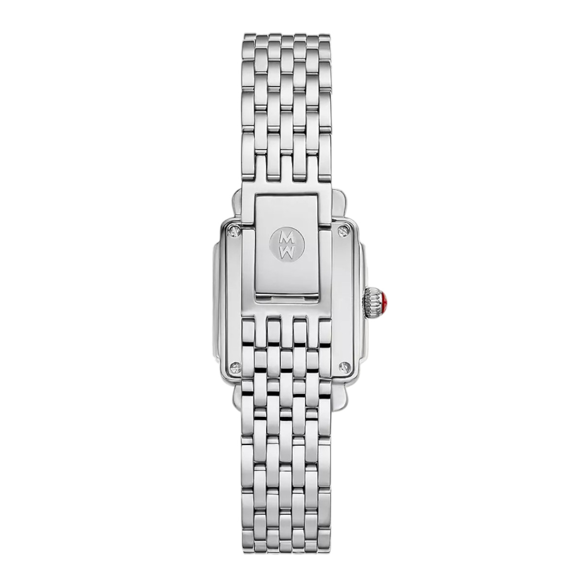 Michele Deco Madison Mini Diamond Stainless Steel 24mm Watch, White Mother of Pearl Dial