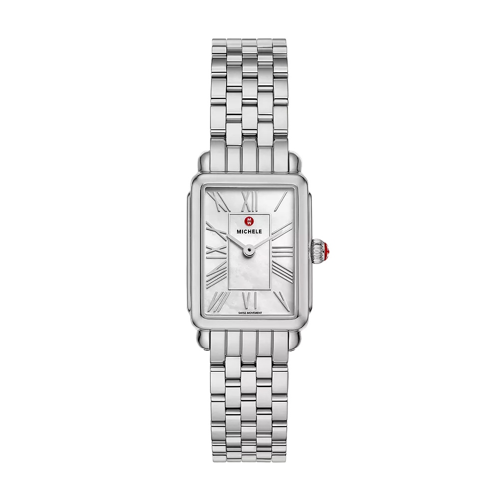 Michele Deco Park Stainless Steel 29mm Women's Watch, White Mother of Pearl Dial