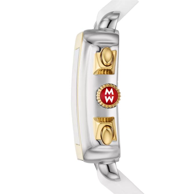 Michele Deco Sport Chronograph Gold Plated White Silicone 36mm
