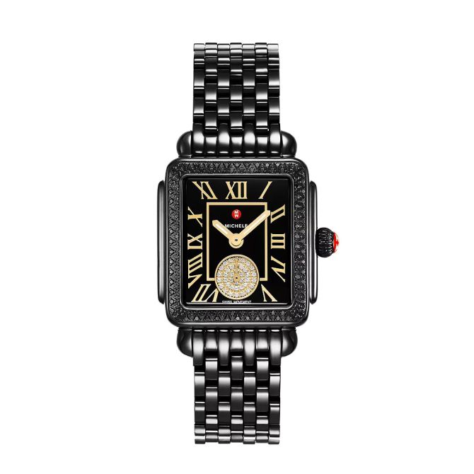 Michele Deco Madison Midi 31mm Women's Watch, Black Diamond and Black Dial