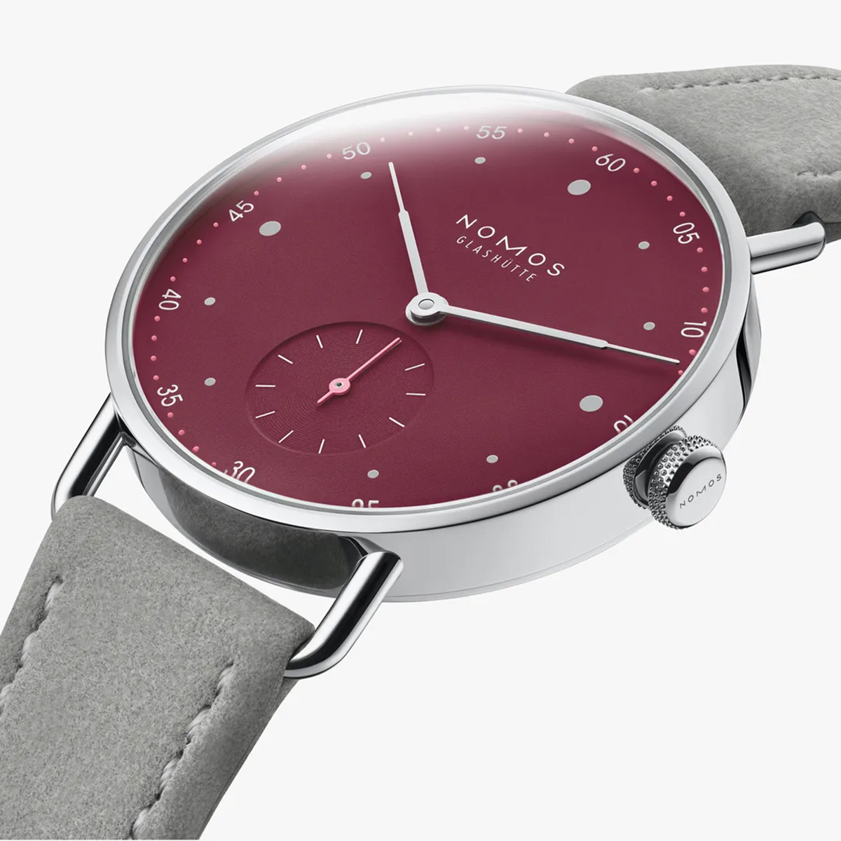 Nomos Glashuette Metro 33mm Watch, Muted Wine Red Dial