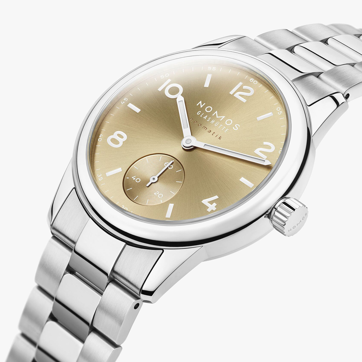 Nomos Glashuette Club Sport Neomatik 34mm Watch, Golden Dial