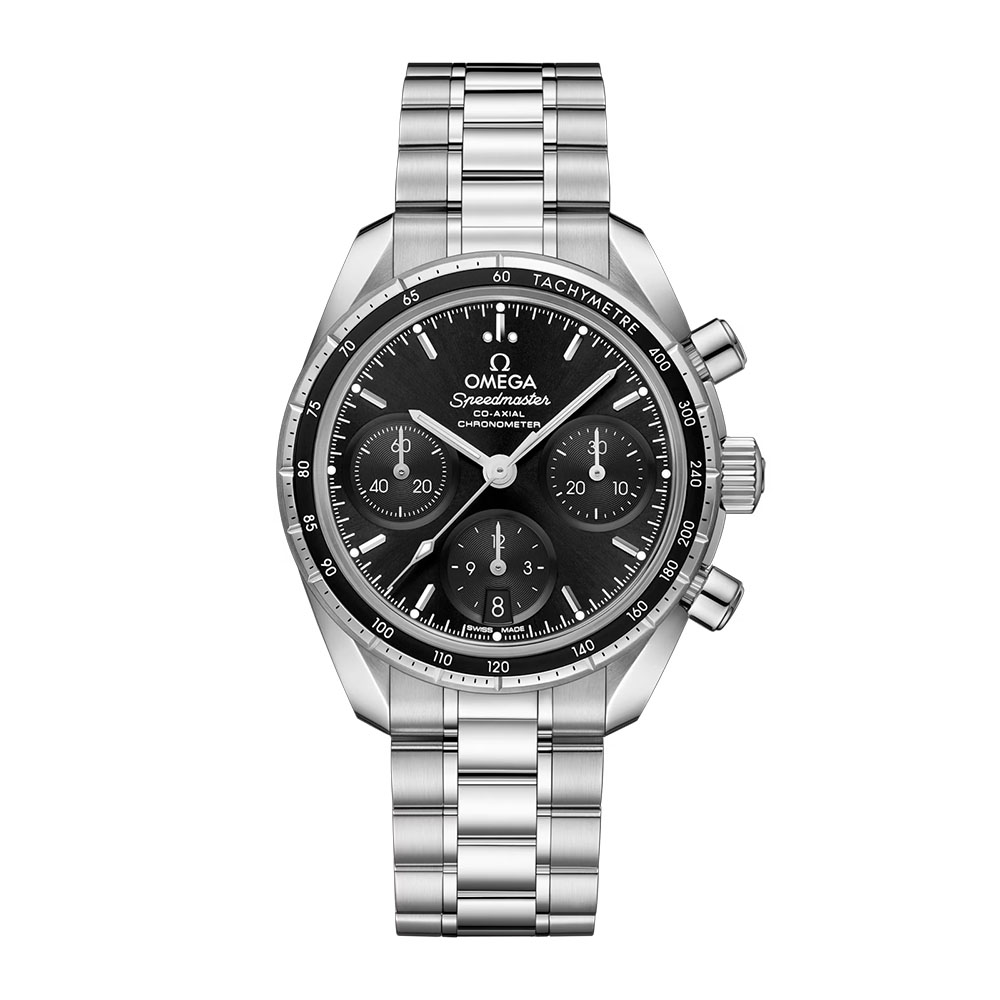 Omega Speedmaster 38 Co-Axial Chronometer Chronograph 38mm Men's Watch, Black and Silver Dial