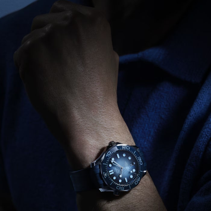 Omega Seamaster Diver 300m Co-Axial Master Chronometer 42mm Men's Watch, Blue Rubber Strap