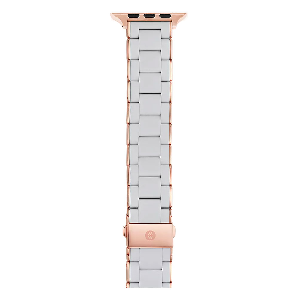 Michele Fog and Pink Tone Silicone Wrapped Apple Watch Bracelet Band