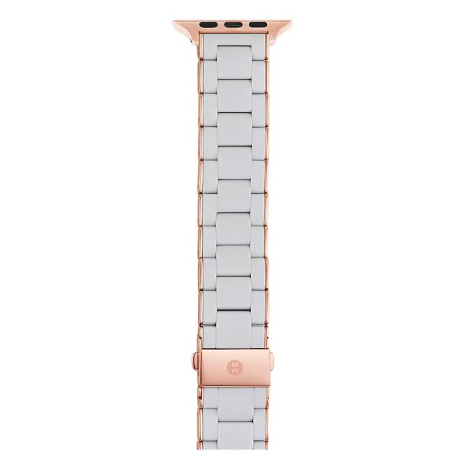 Michele Fog and Pink Tone Silicone Wrapped Apple Watch Bracelet Band