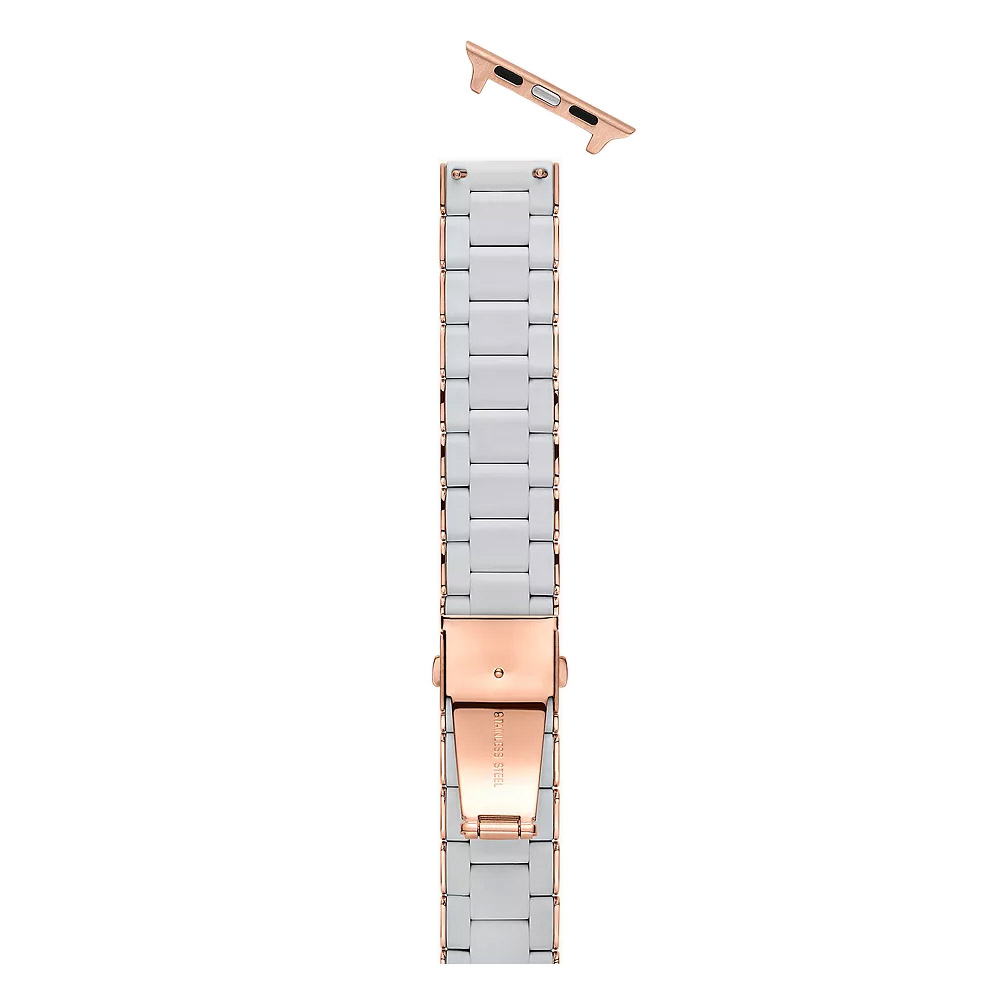 Michele Fog and Pink Tone Silicone Wrapped Apple Watch Bracelet Band