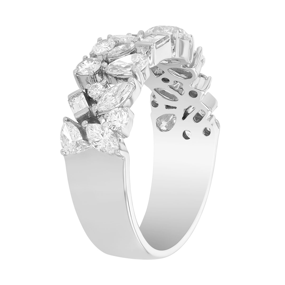 Multi-Shape Diamond Cluster Ring in White Gold