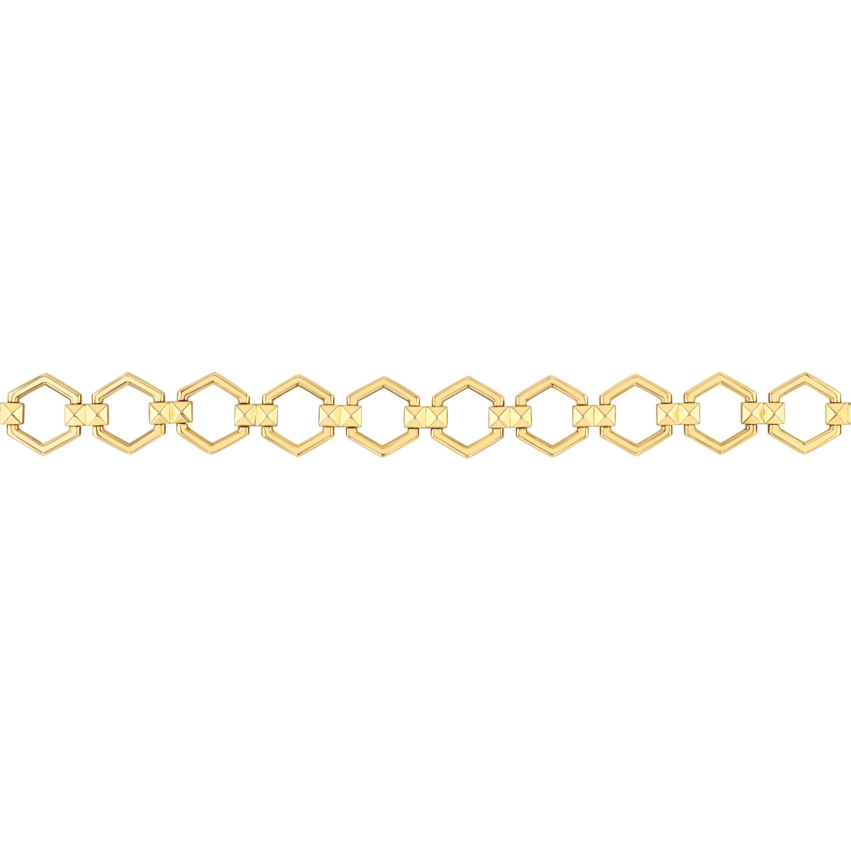Harwell Godfrey Pyramid Yellow Gold Hexagon Pattern Bracelet, 7.25