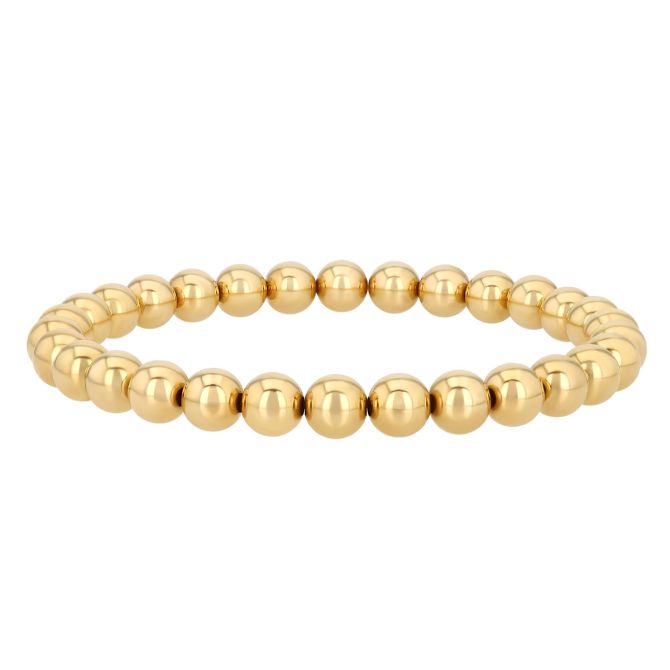 Yellow Gold Bead Stretch Bracelet, 6 mm