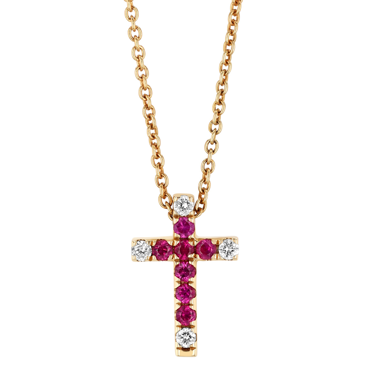 Frederic Sage Ruby & Diamond Cross Pendant in Yellow Gold, 18