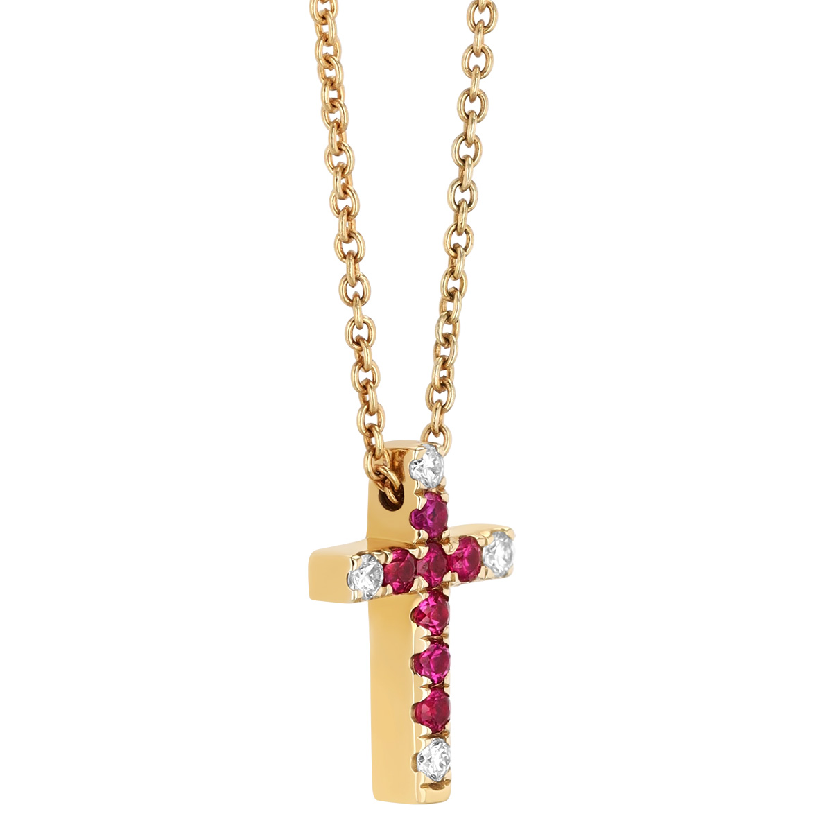 Frederic Sage Ruby & Diamond Cross Pendant in Yellow Gold, 18