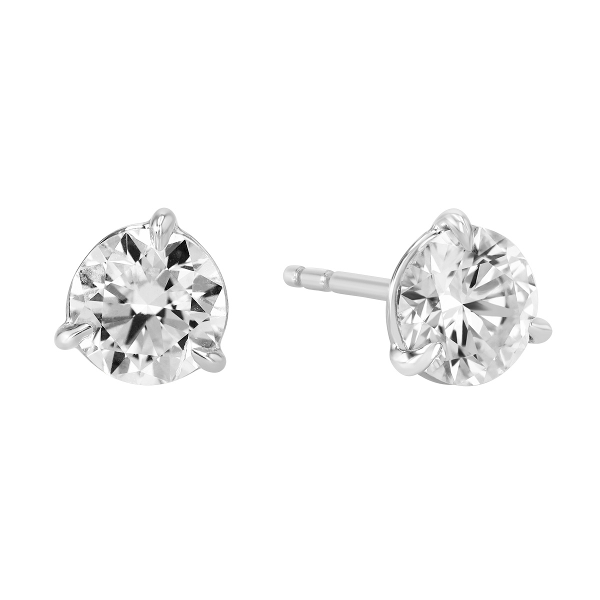 Kwiat Round Diamond Stud Earrings in Platinum, I/SI1, 1.80 cttw