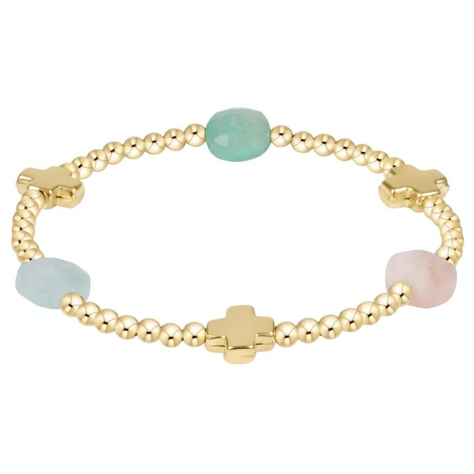 Enewton Signature Cross Admire Gold Pattern 3mm Bead Bracelet, Hot Mess