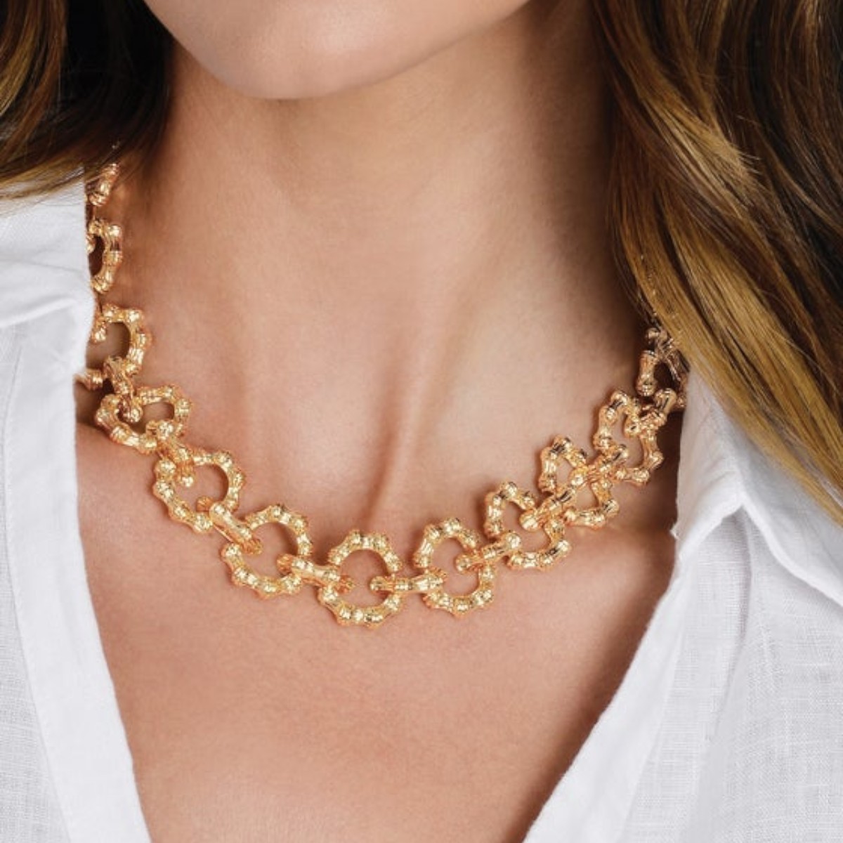 Anabel Aram Bamboo Chain Necklace, Gold Plated Brass