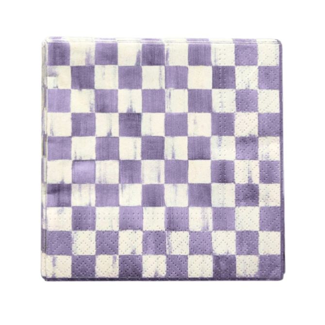 MacKenzie-Childs Cocktail Paper Napkins, Violet Check