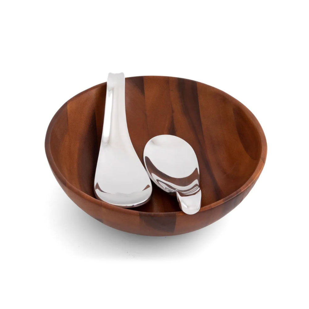Nambe Yin Yang Salad Bowl with Servers