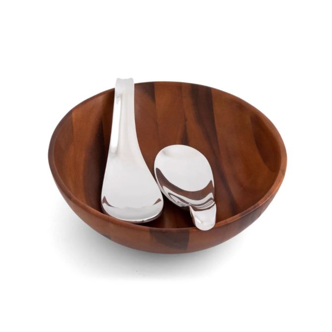 Nambe Yin Yang Salad Bowl with Servers