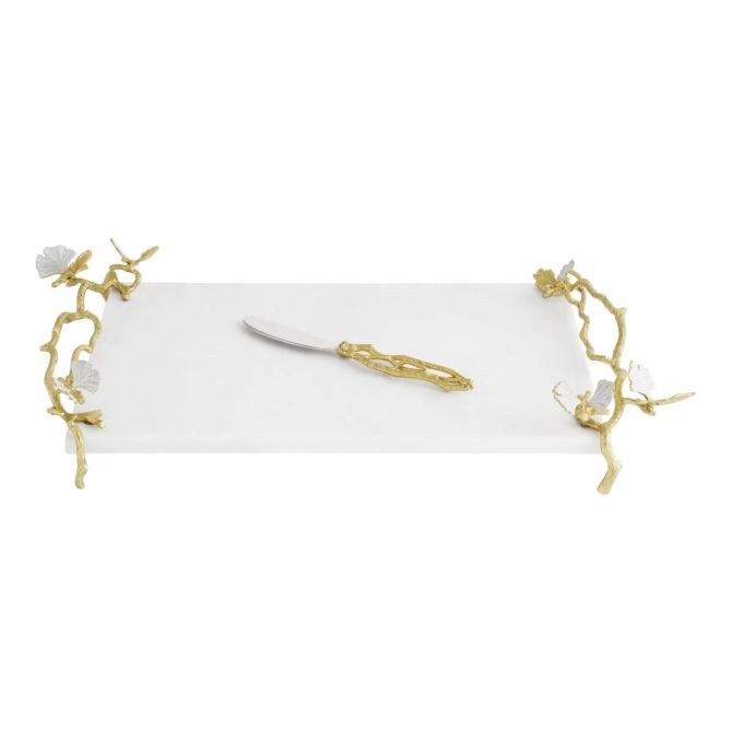 Michael Aram Butterfly Ginkgo Gold Cheese Board with Spreader