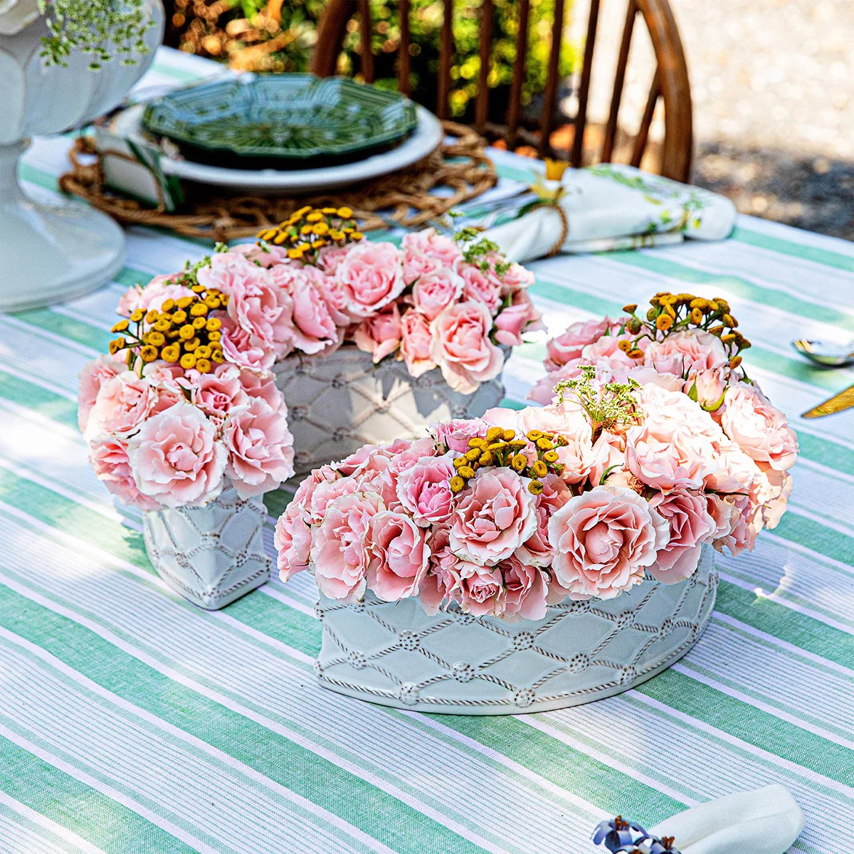 Juliska Berry & Thread Whitewash Petite Parterre Garden Half Circle Vases, Set of 2