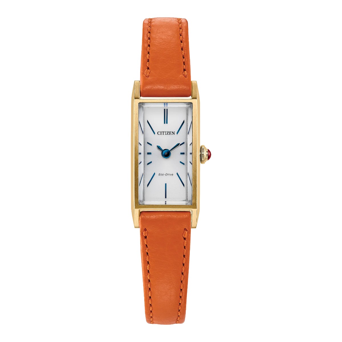 Citizen Fio 14.3 x 30.7mm Women's Watch, White Dial with Orange Leather Strap
