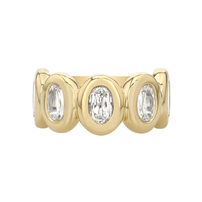 Christopher Designs Bezel Set Crisscut Lamour Oval Diamond Band Ring in Yellow Gold