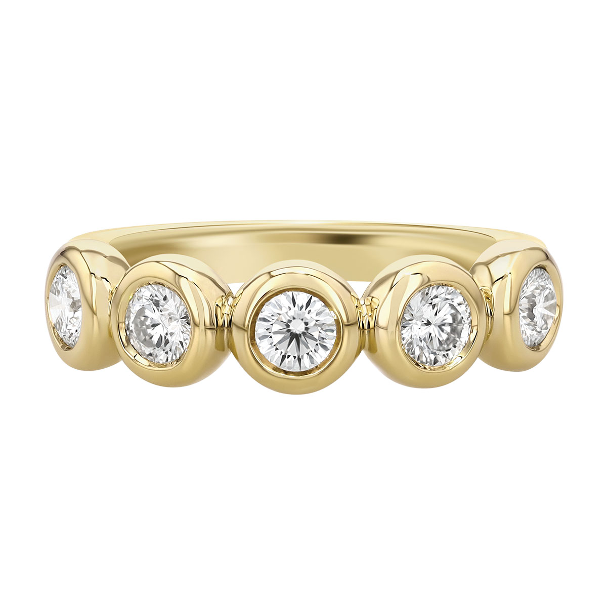 Christopher Designs Bezel Set Crisscut Round Diamond Band Ring in Yellow Gold