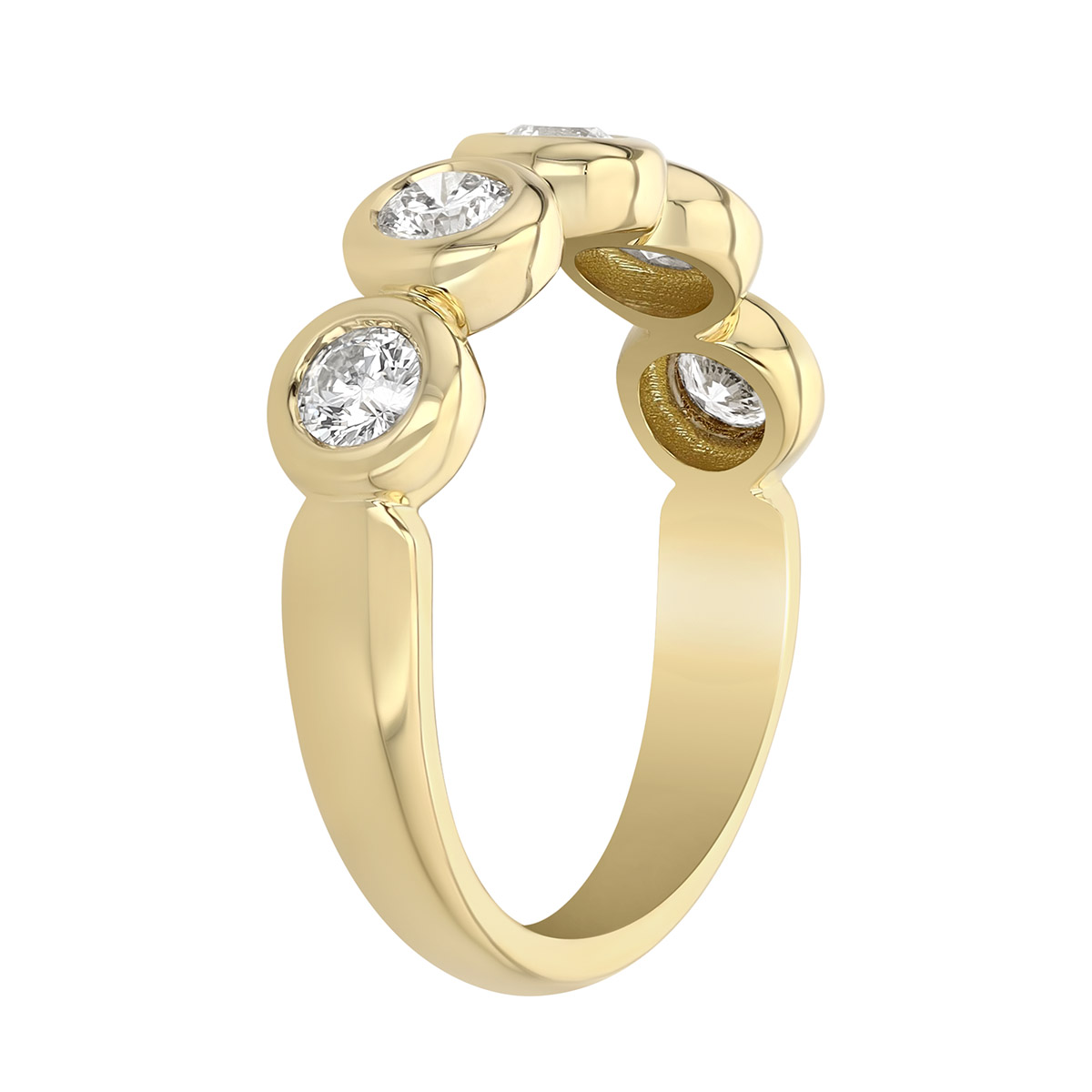 Christopher Designs Bezel Set Crisscut Round Diamond Band Ring in Yellow Gold