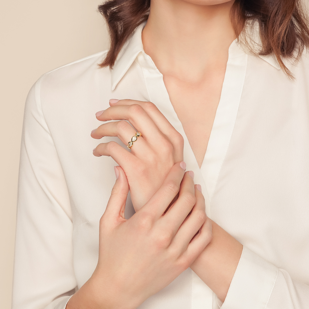 Christopher Designs Bezel Set Crisscut Lamour Pear Diamond Band Ring in Yellow Gold