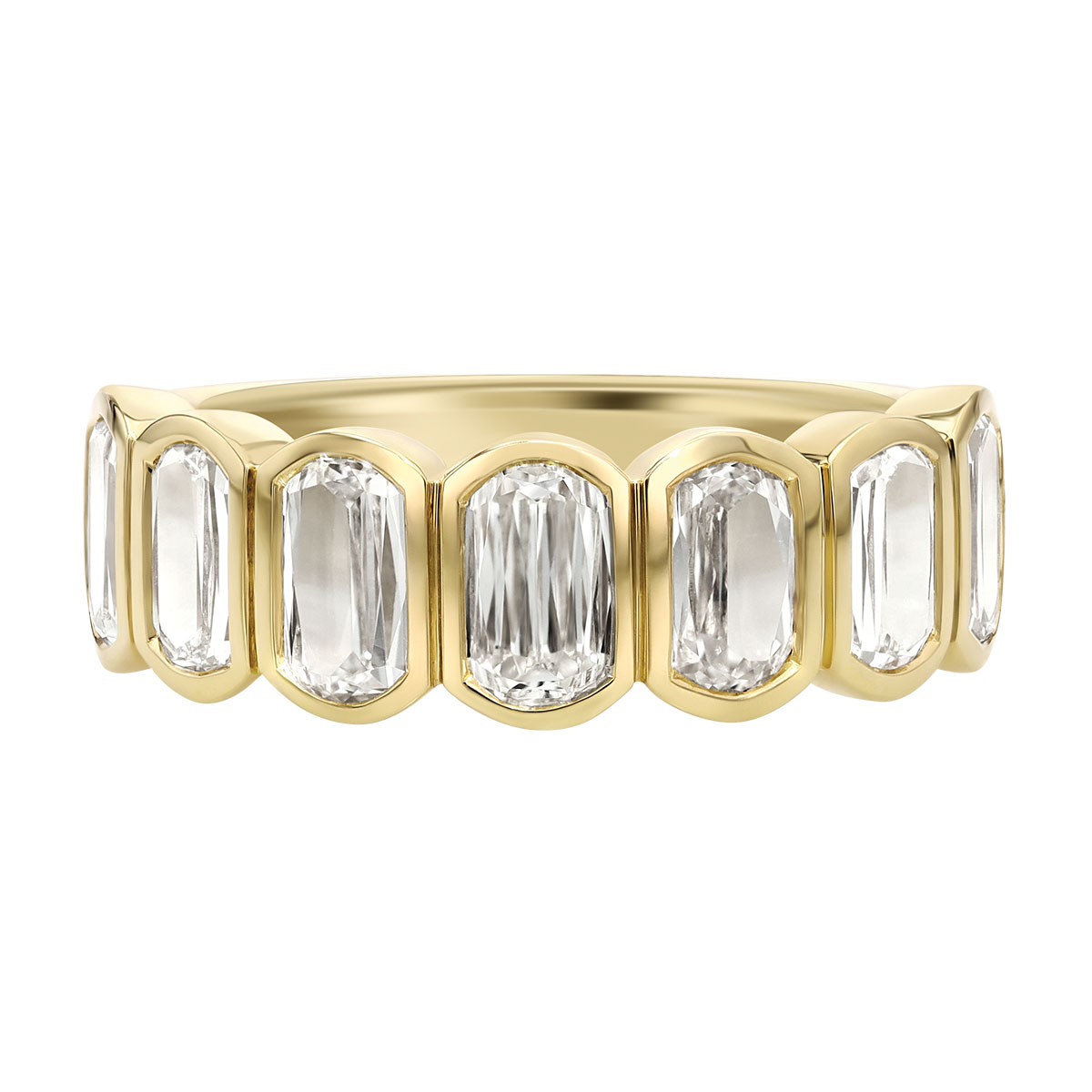 Christopher Designs Bezel Set Crisscut Lamour Classic Diamond Band Ring in Yellow Gold