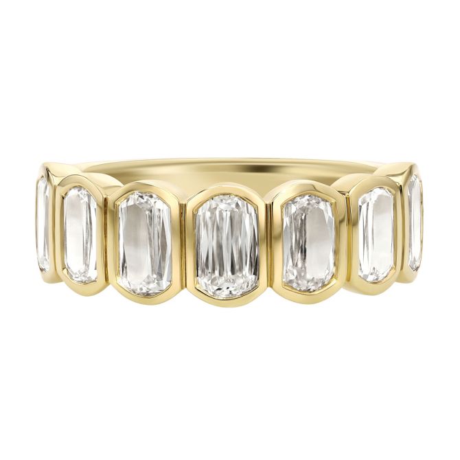 Christopher Designs Bezel Set Crisscut Lamour Classic Diamond Band Ring in Yellow Gold