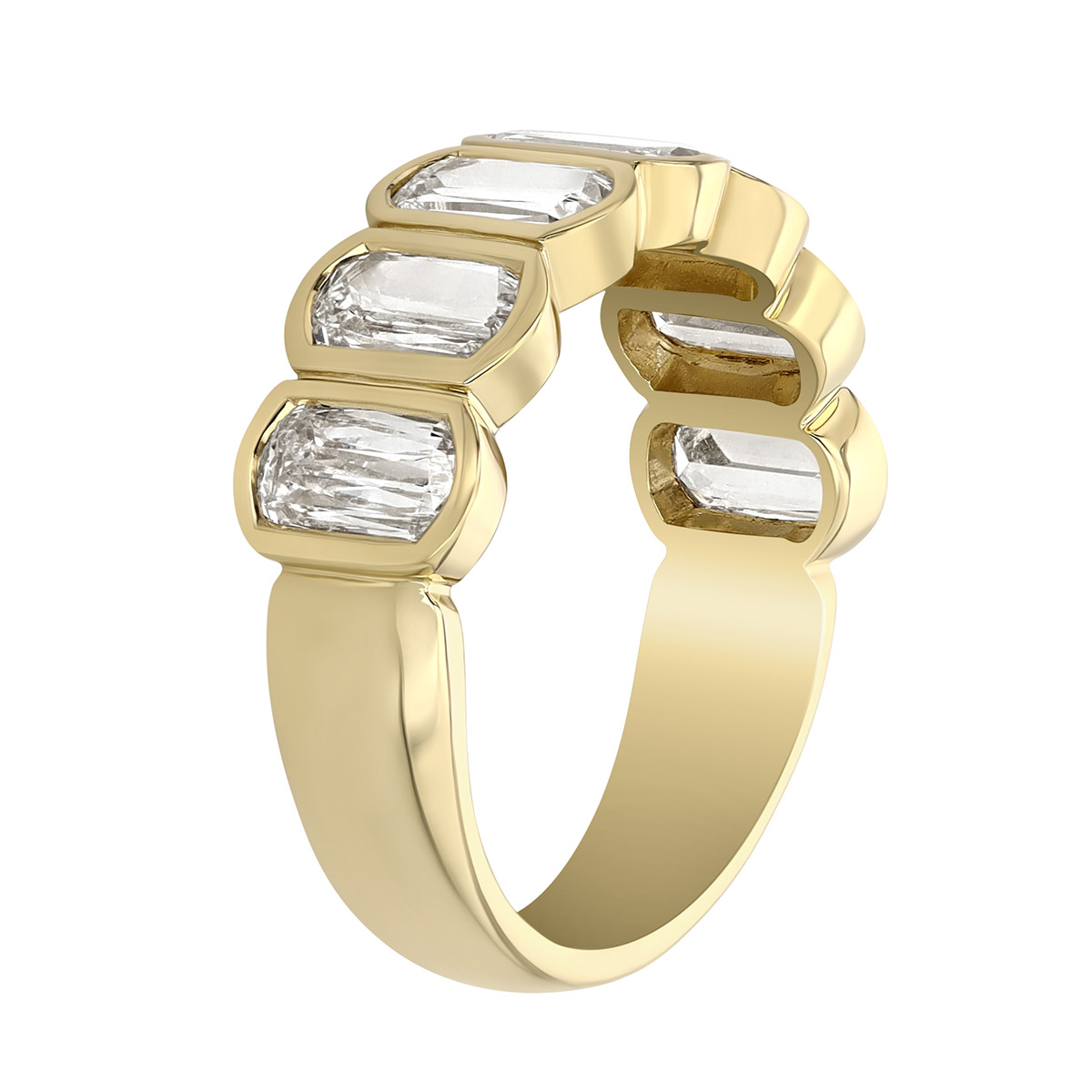 Christopher Designs Bezel Set Crisscut Lamour Classic Diamond Band Ring in Yellow Gold