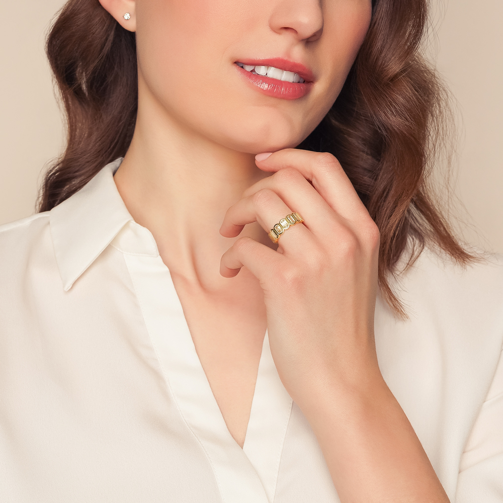 Christopher Designs Bezel Set Crisscut Lamour Classic Diamond Band Ring in Yellow Gold