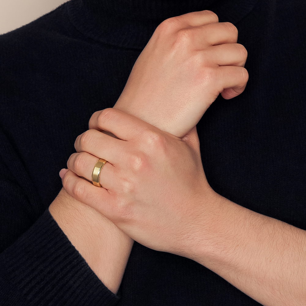 A. Jaffe Brushed Yellow Gold Wedding Band, Size 10.5