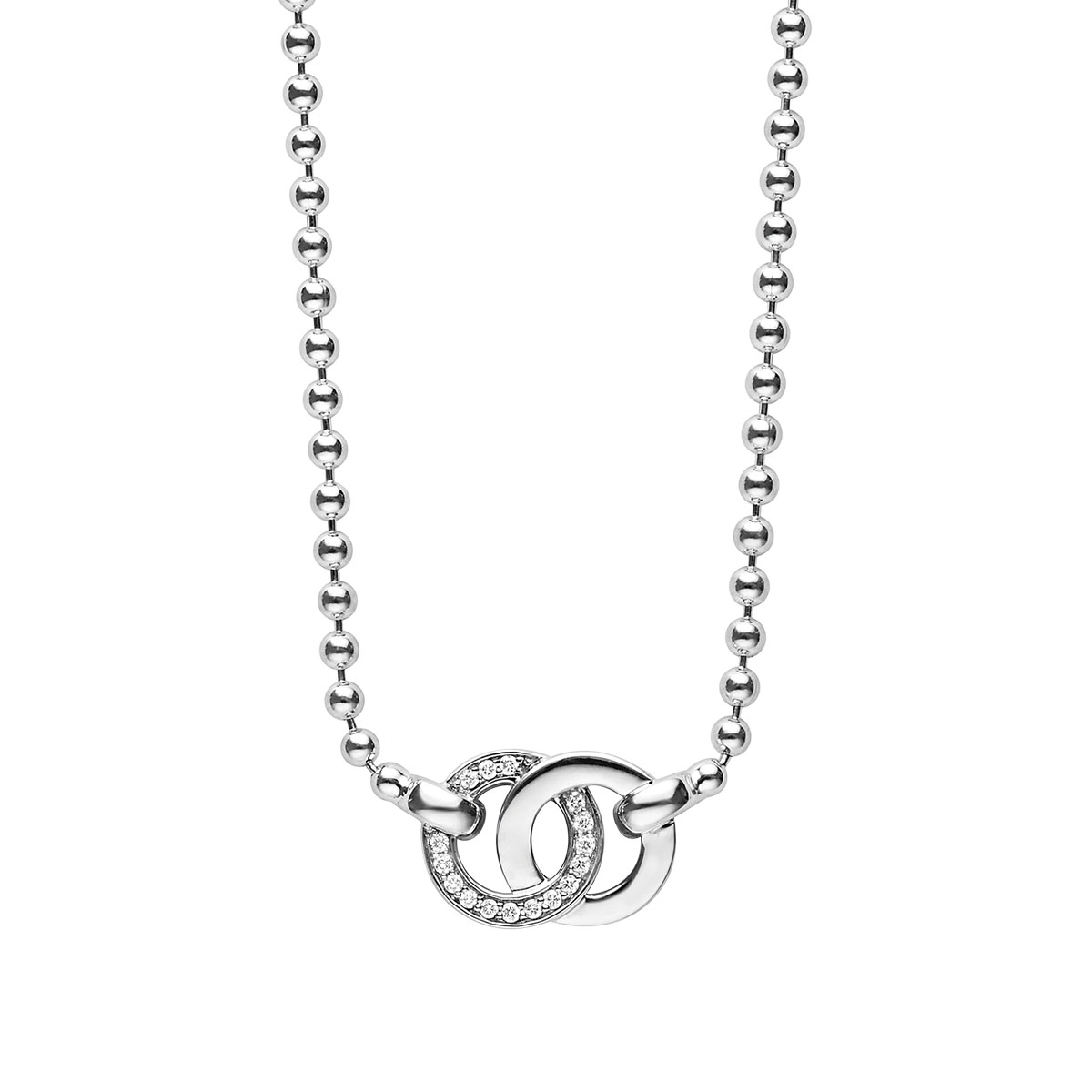 LAGOS Signature Caviar Diamond Interlocking Pendant Necklace in Sterling Silver, 18