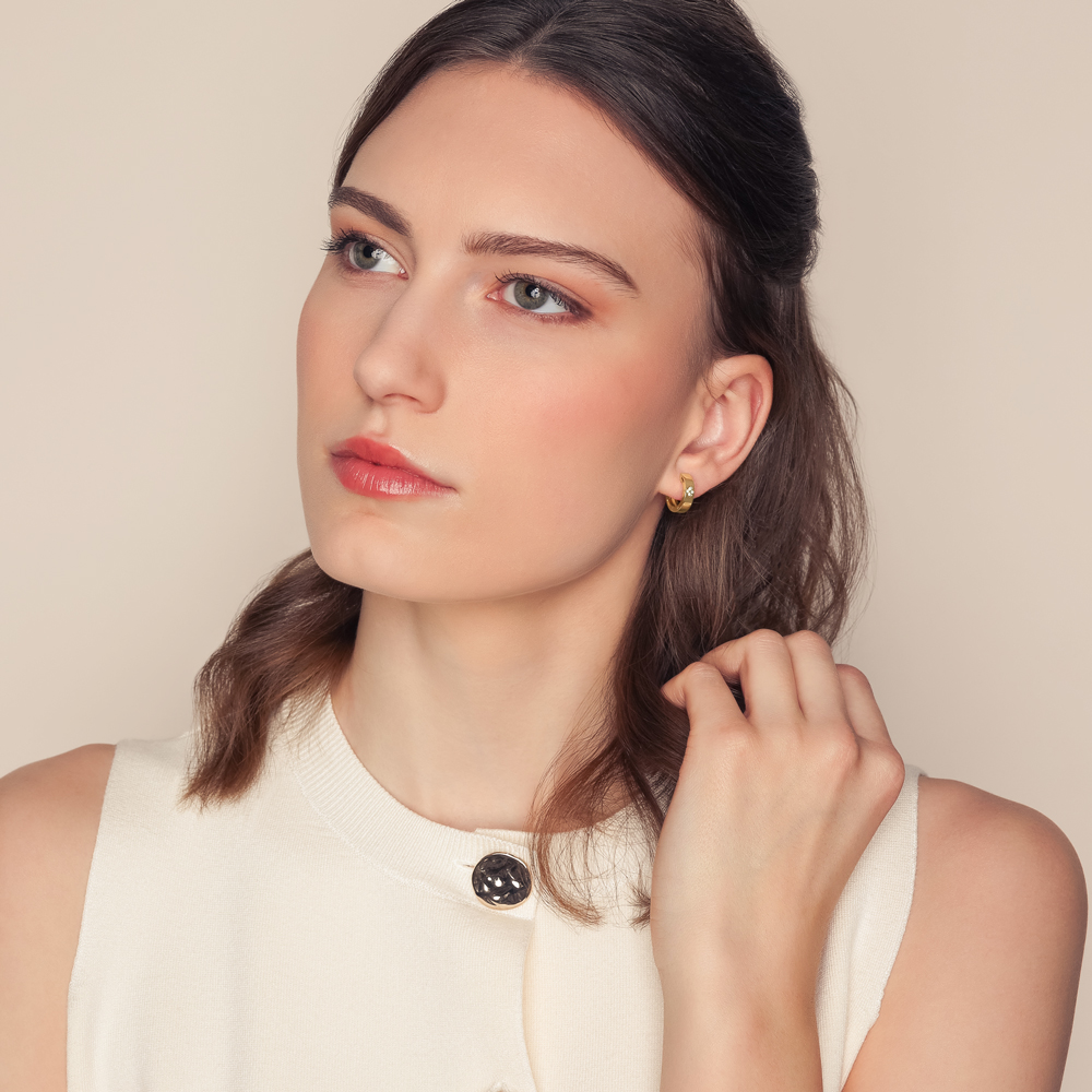 18KYG Diamond Love in Verona Hoop Earrings