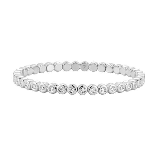 Demeglio Extensible Bezel Set Round Diamond Stretch Tennis Bracelet in White Gold, 1.86 cttw