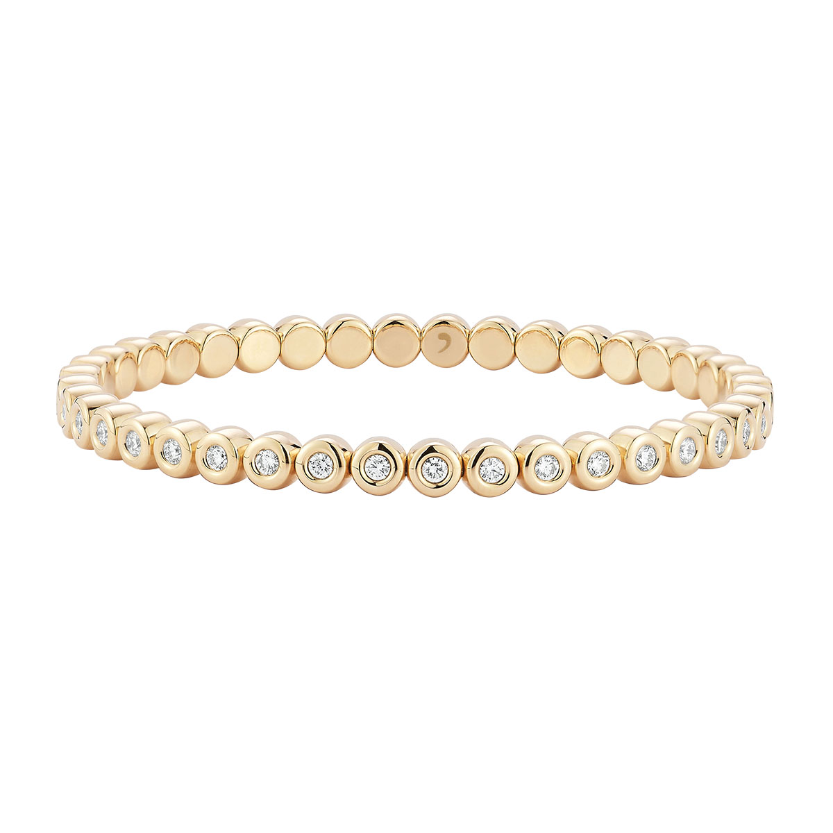 Demeglio Extensible Bezel Set Round Diamond Stretch Tennis Bracelet in Yellow Gold, 1.86 cttw