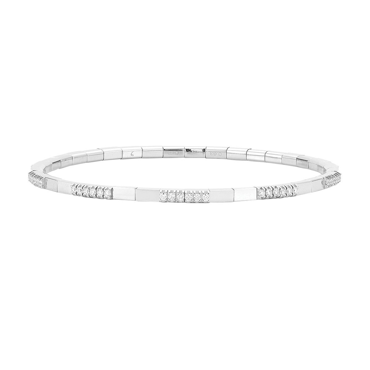 Demeglio Extensible Diamond Cluster Station Stretch Bracelet in White Gold