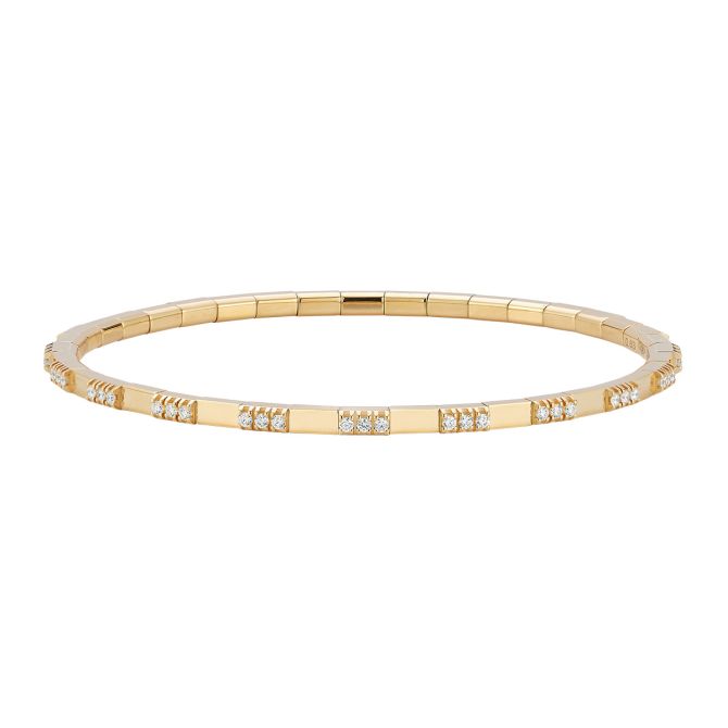 Demeglio Extensible Diamond Trio Cluster Station Stretch Bracelet in Yellow Gold